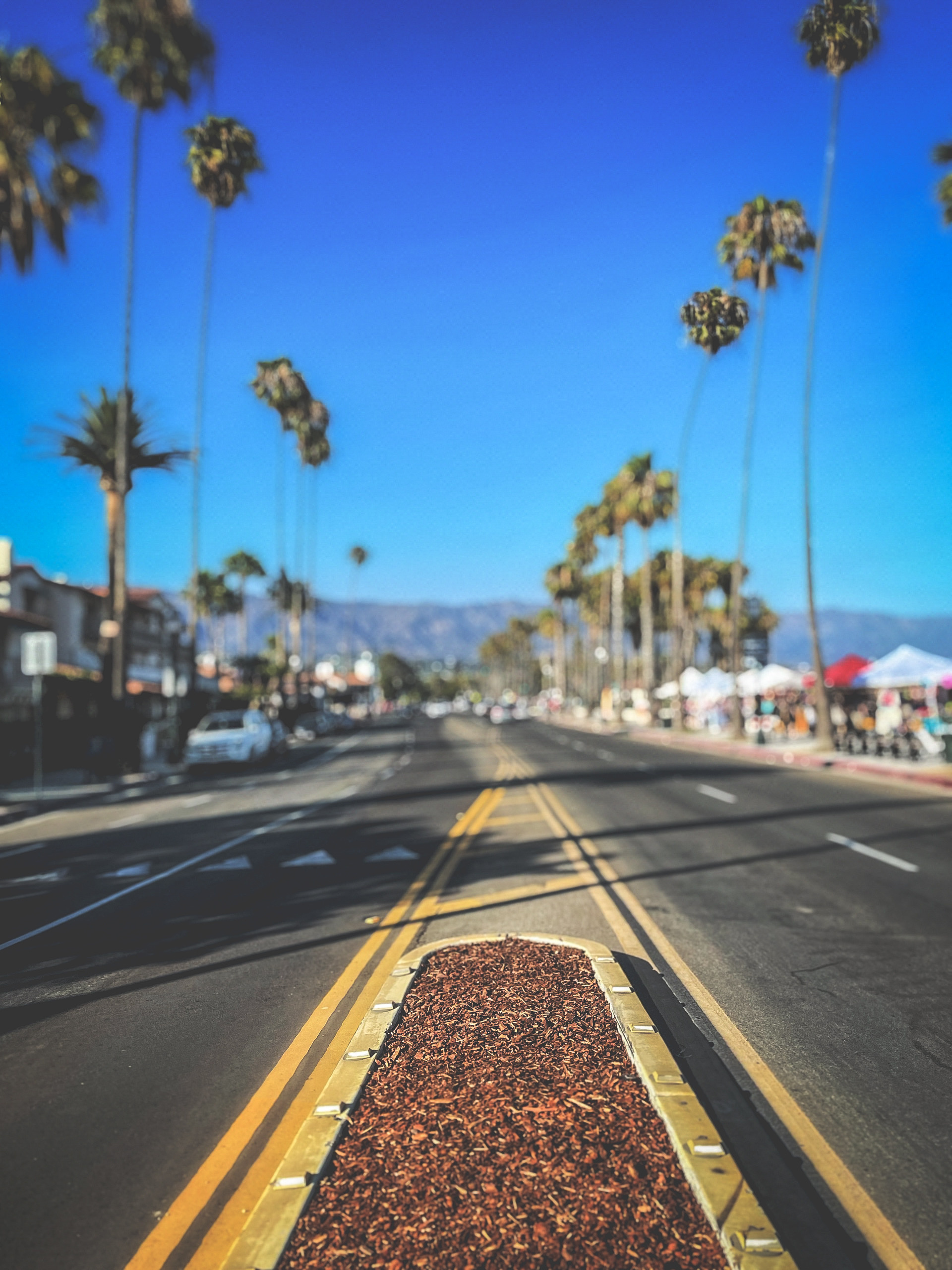 Vertical shot of a highway on a sunny day, Santa Barbara, California